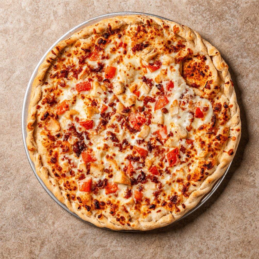 Mini Chicken Bacon ranch w/Tomato Pizza.
