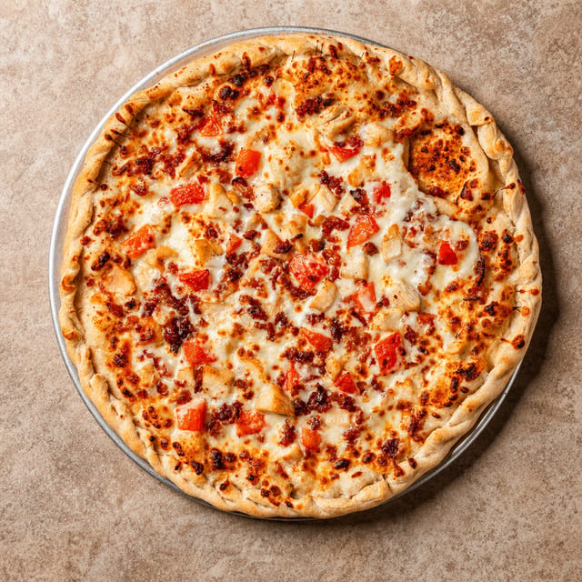 Mini Chicken Bacon ranch w/Tomato Pizza.