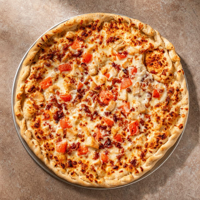 Small Chicken Bacon ranch w/Tomato Pizza.